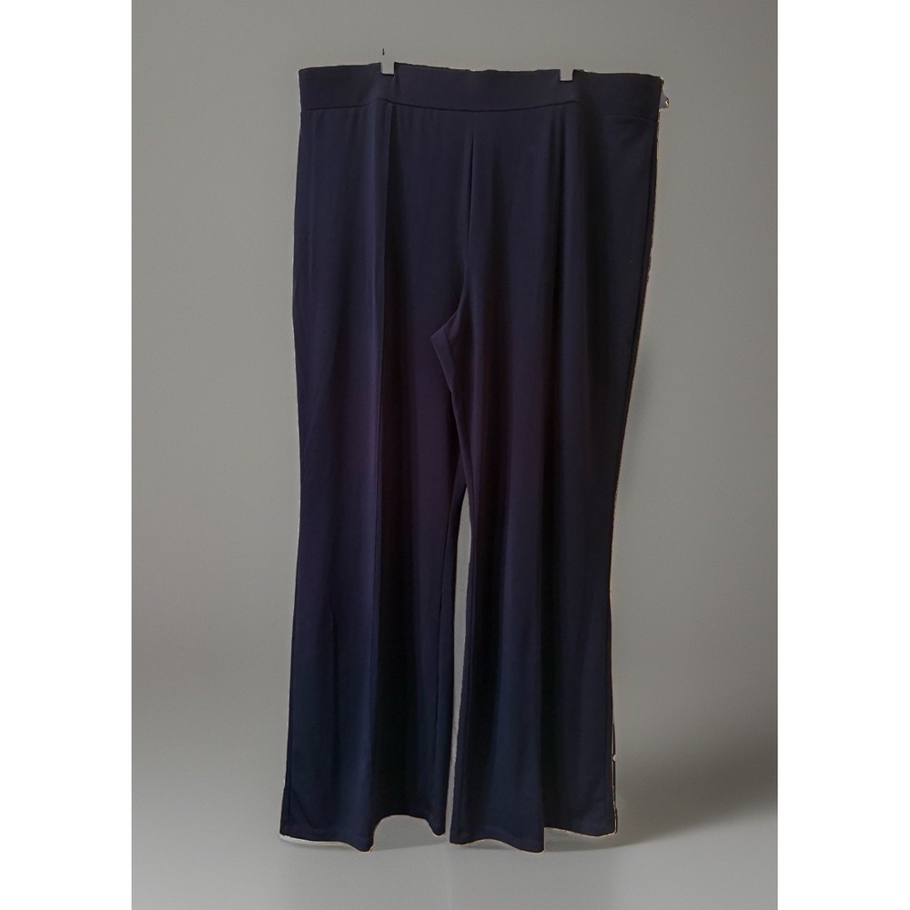 Susan Graver Liquid Knit Pants Womens XL Navy Blue Wide Leg Pull On Essentials